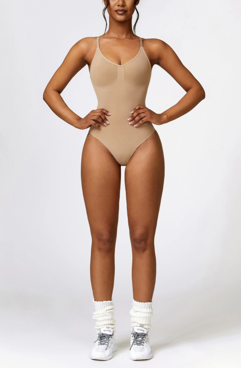 Shapewear-Bodysuit mit U-Ausschnitt und Spaghettiträgern