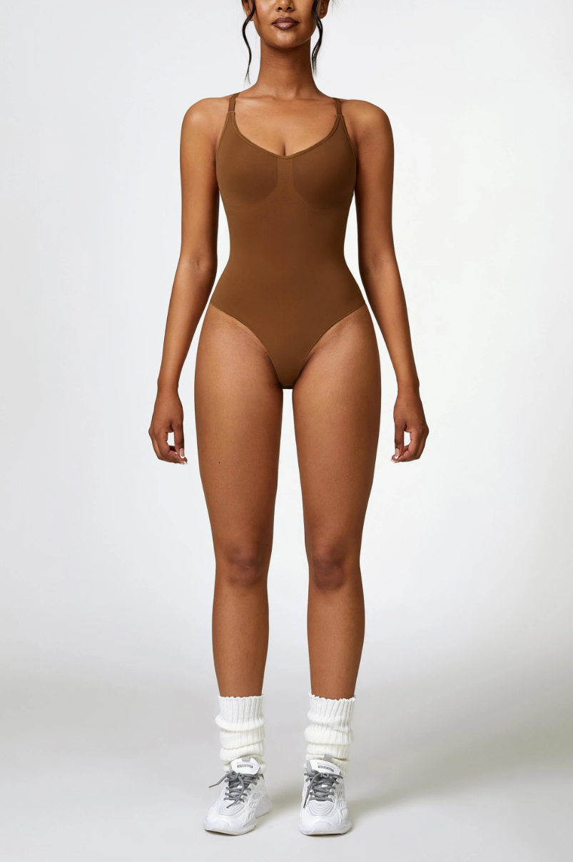 Shapewear-Bodysuit mit U-Ausschnitt und Spaghettiträgern