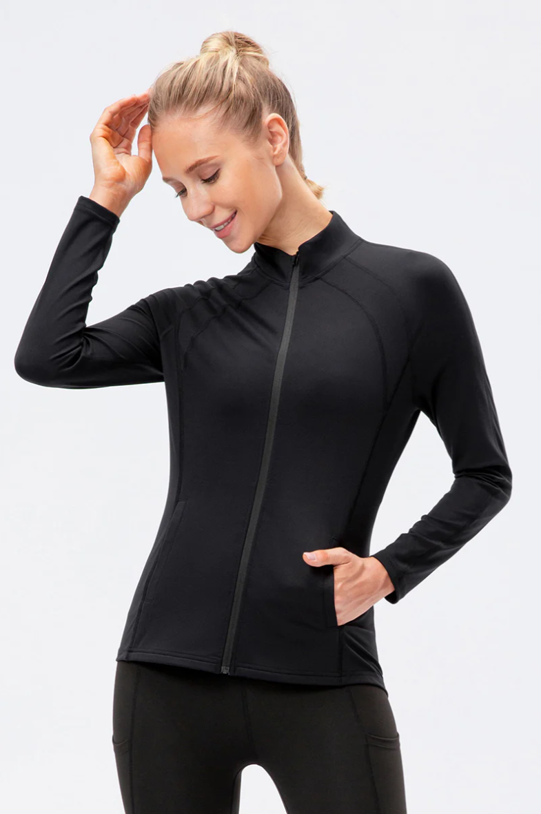 SheShape Trainingsjacke mit hohem Kragen und durchgehendem Reißverschluss