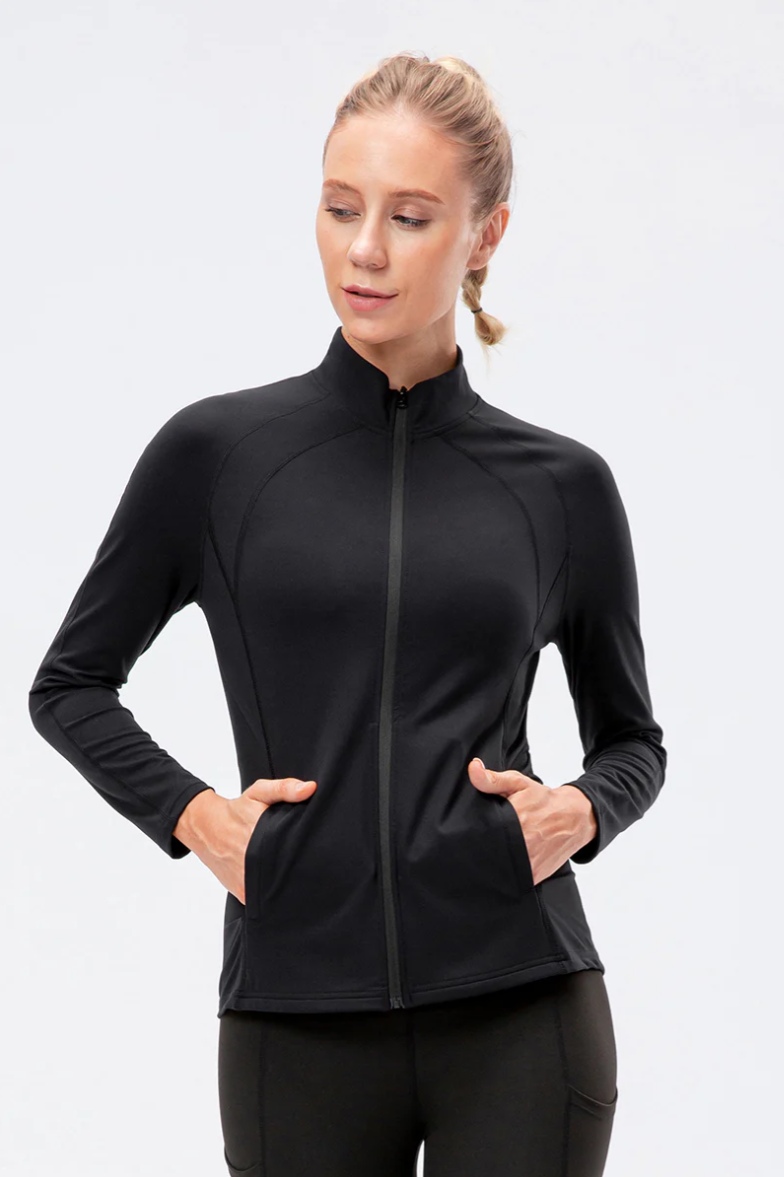 SheShape Trainingsjacke mit hohem Kragen und durchgehendem Reißverschluss