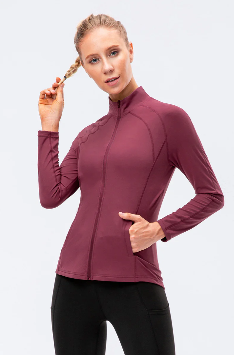 SheShape Trainingsjacke mit hohem Kragen und durchgehendem Reißverschluss