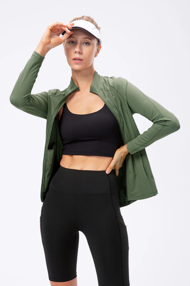 SheShape Trainingsjacke mit hohem Kragen und durchgehendem Reißverschluss