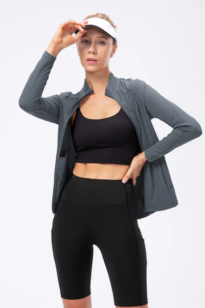 SheShape Trainingsjacke mit hohem Kragen und durchgehendem Reißverschluss