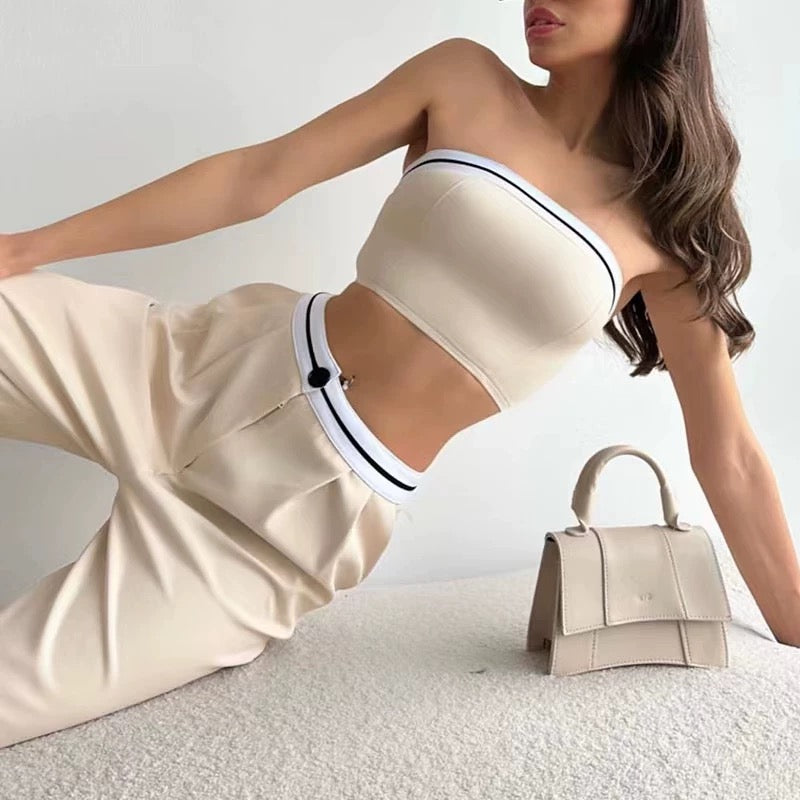 Ligne Blanche - Zweiteiler aus Bandeau-Top und High-Waist-Hose