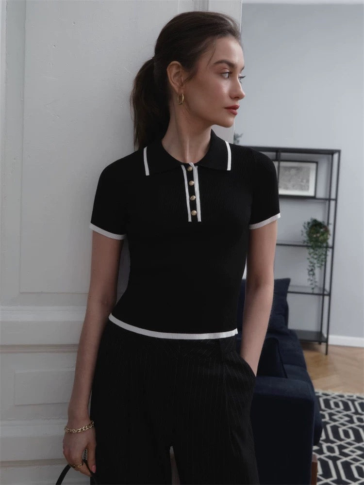 Pull Court- Kurze Strickbluse mit Rollkragen