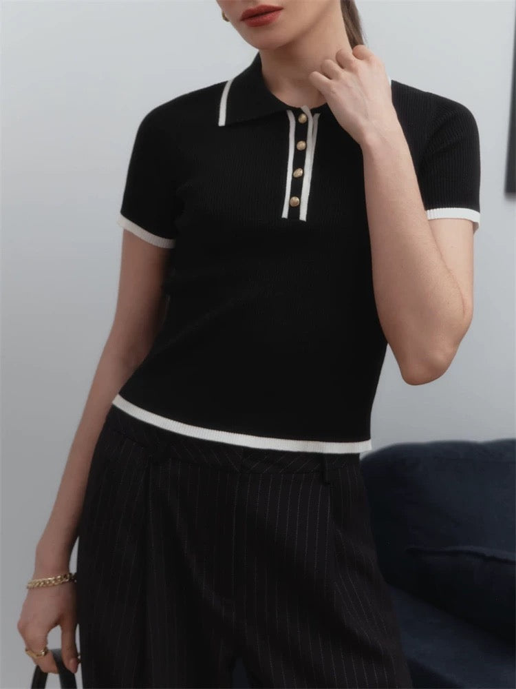 Pull Court- Kurze Strickbluse mit Rollkragen