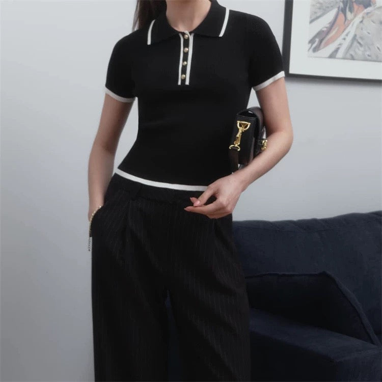 Pull Court- Kurze Strickbluse mit Rollkragen
