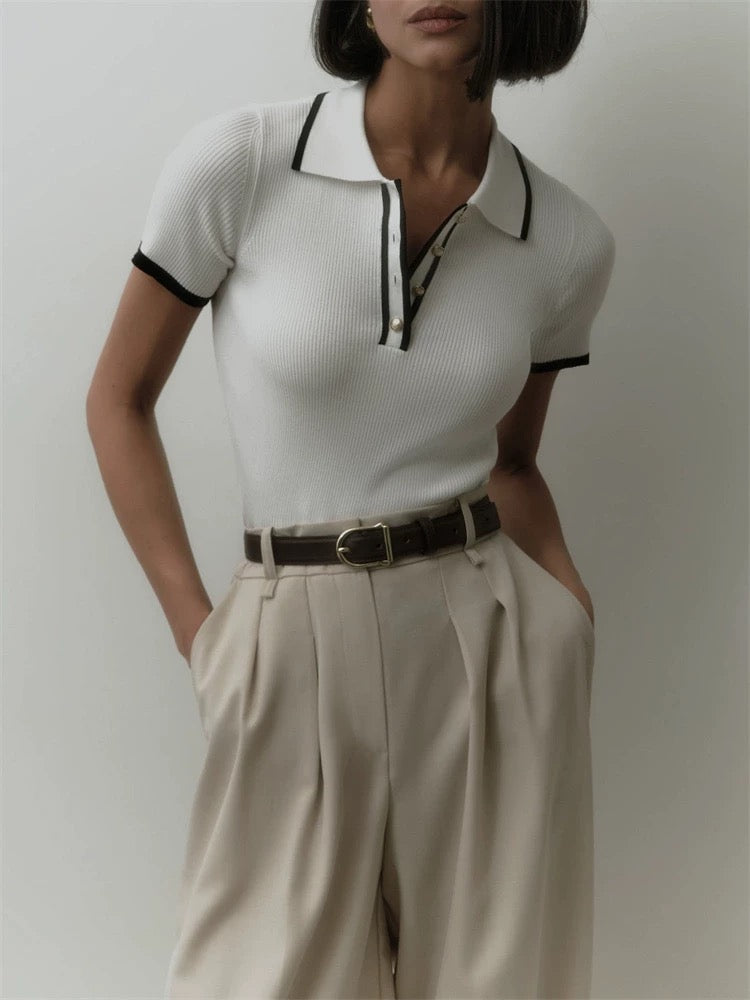 Pull Court- Kurze Strickbluse mit Rollkragen