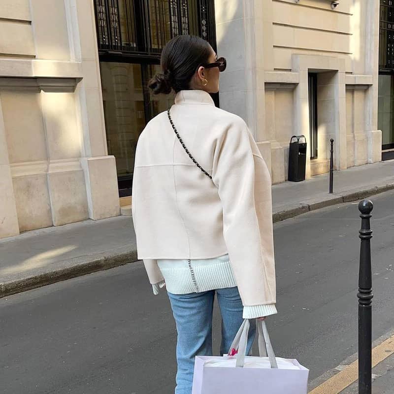 Cardigan en Laine V - Wolljacke mit V-Ausschnitt