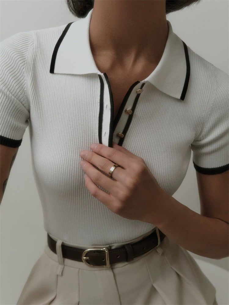 Pull Court- Kurze Strickbluse mit Rollkragen