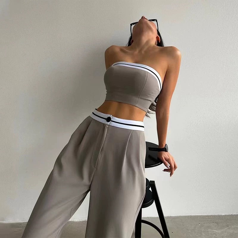 Ligne Blanche - Zweiteiler aus Bandeau-Top und High-Waist-Hose