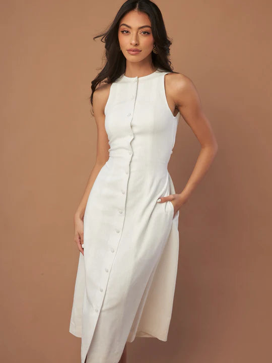 Hofmädchen-Leinenkleid