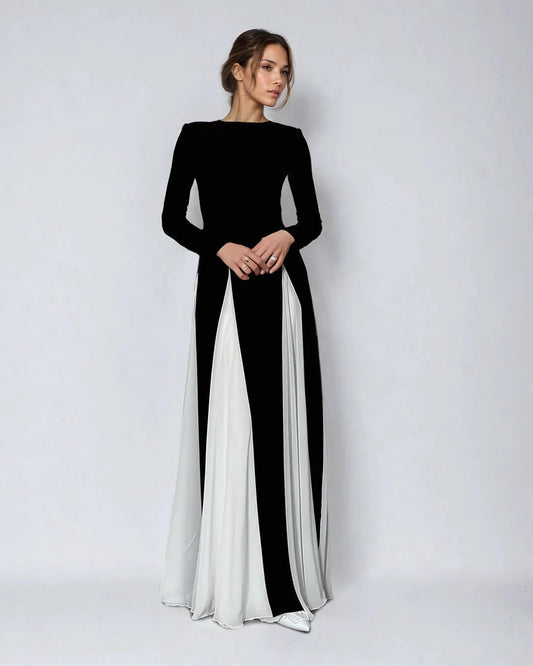 Noir Élégance - Abendkleid in kontrastreichem Schwarz-Weiß