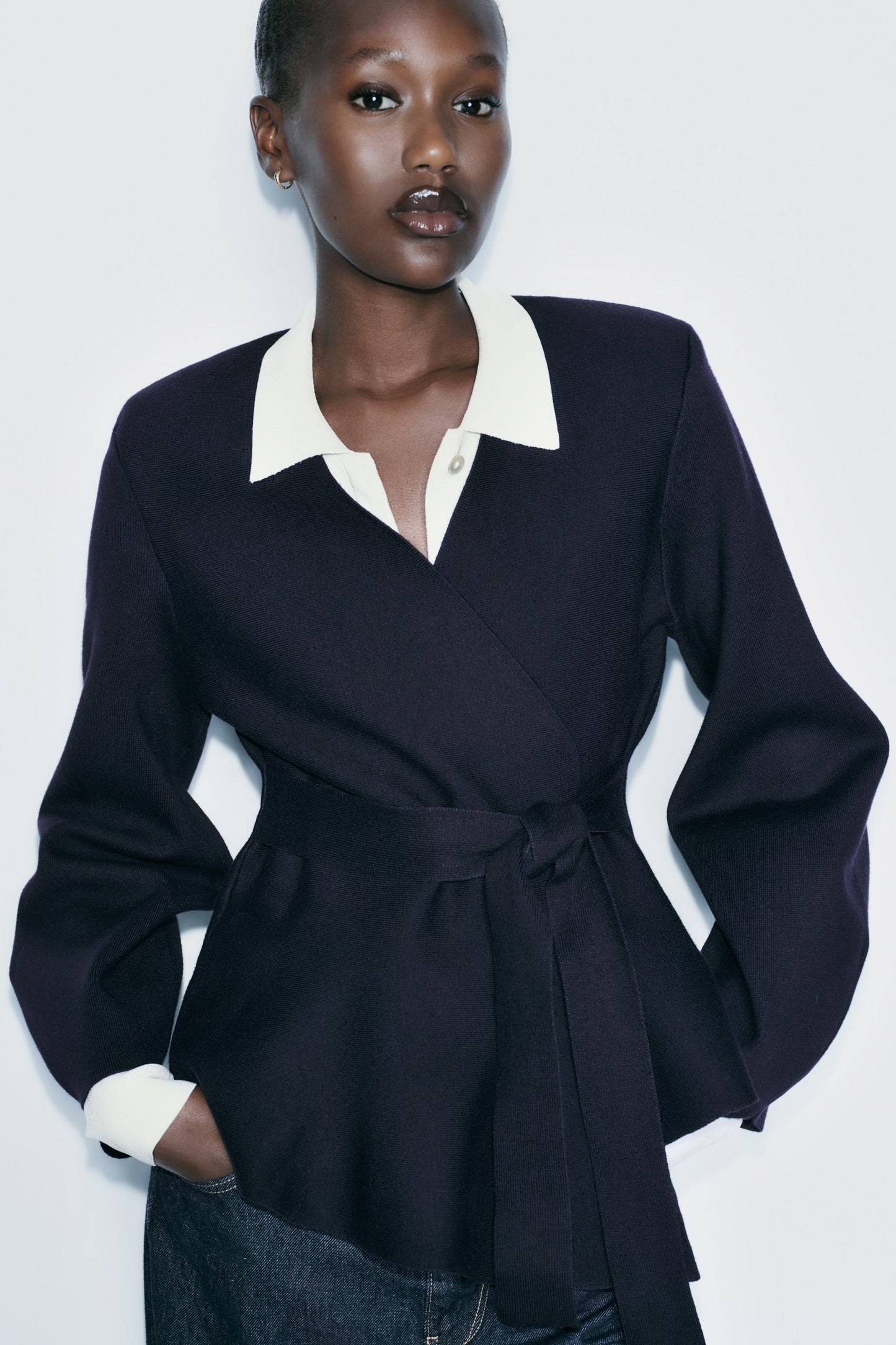 Belted Blazer mit  Schulter Pads