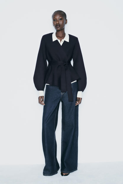 Belted Blazer mit  Schulter Pads
