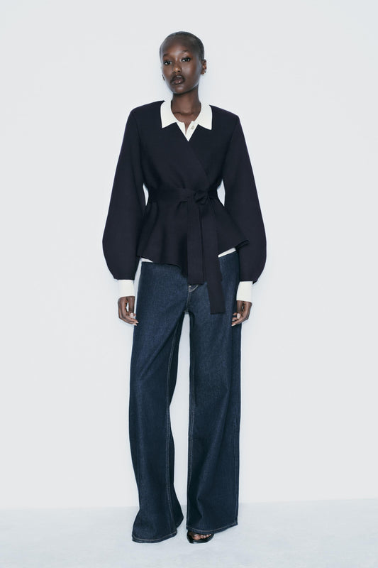 Belted Blazer mit  Schulter Pads