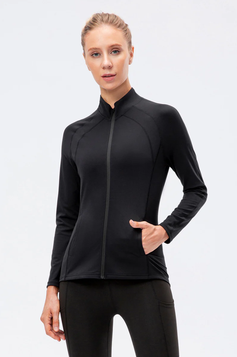 SheShape Trainingsjacke mit hohem Kragen und durchgehendem Reißverschluss