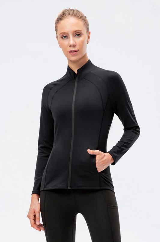 SheShape Trainingsjacke mit hohem Kragen und durchgehendem Reißverschluss