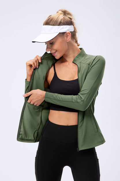 SheShape Trainingsjacke mit hohem Kragen und durchgehendem Reißverschluss