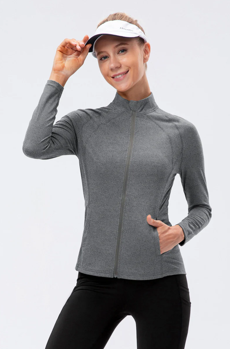 SheShape Trainingsjacke mit hohem Kragen und durchgehendem Reißverschluss