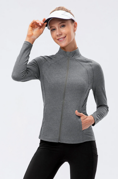 SheShape Trainingsjacke mit hohem Kragen und durchgehendem Reißverschluss