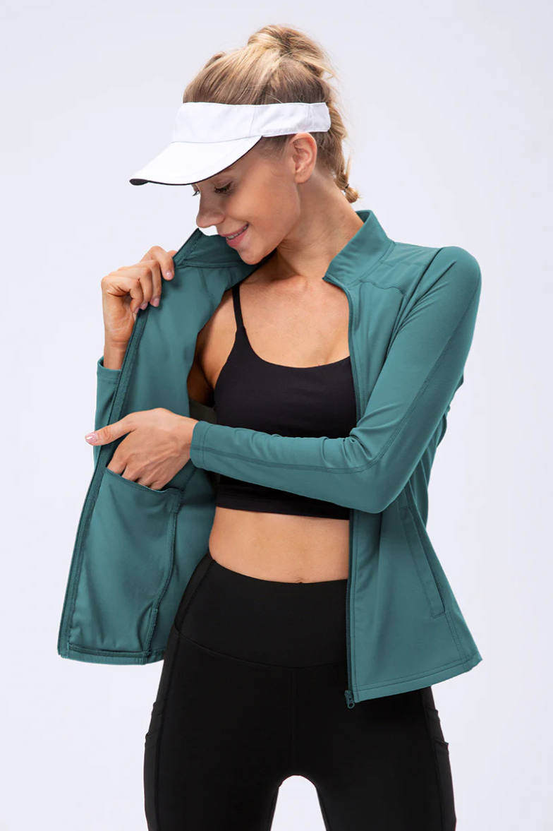 SheShape Trainingsjacke mit hohem Kragen und durchgehendem Reißverschluss