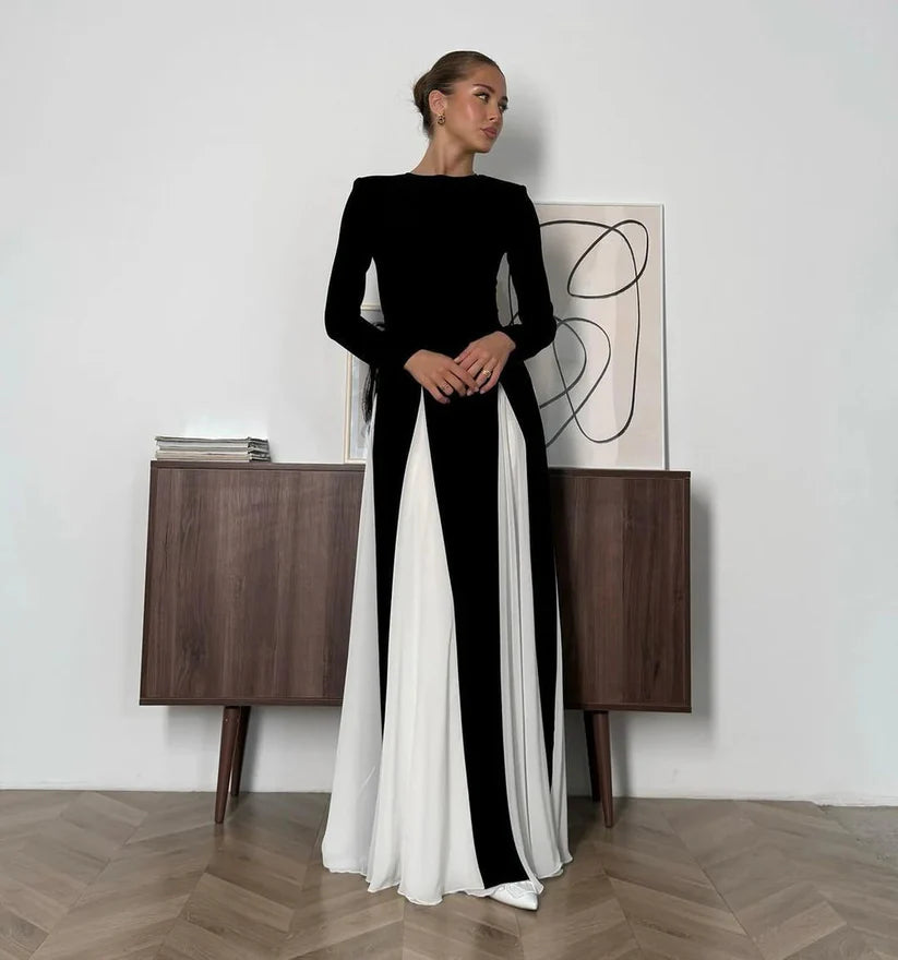 Noir Élégance - Abendkleid in kontrastreichem Schwarz-Weiß