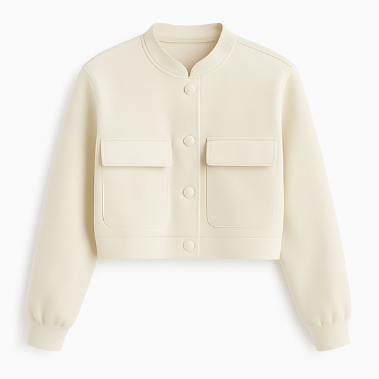 Bomber Blanc à Grandes Poches- Weiße Bomber Jacke