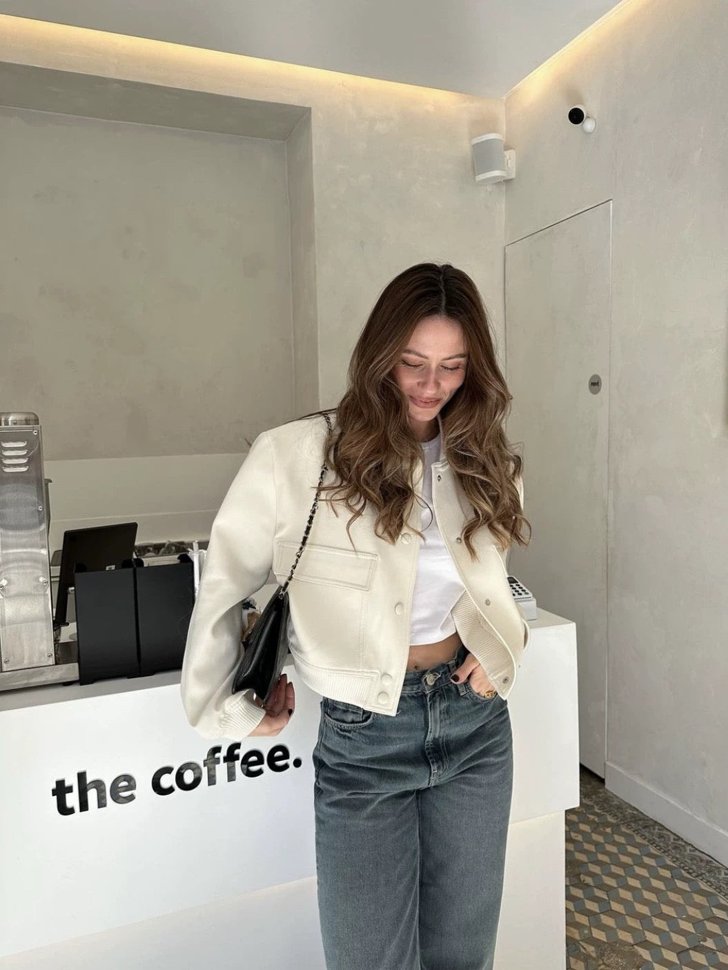 Bomber Blanc à Grandes Poches- Weiße Bomber Jacke