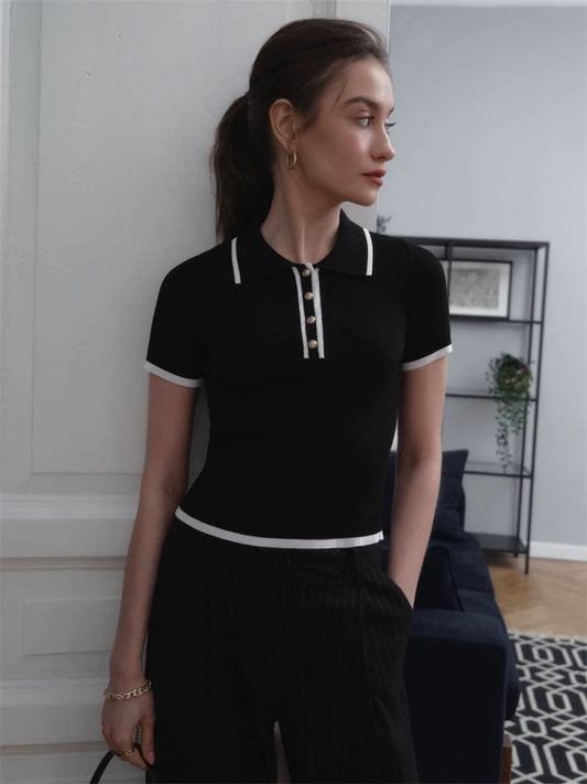 Pull Court- Kurze Strickbluse mit Rollkragen