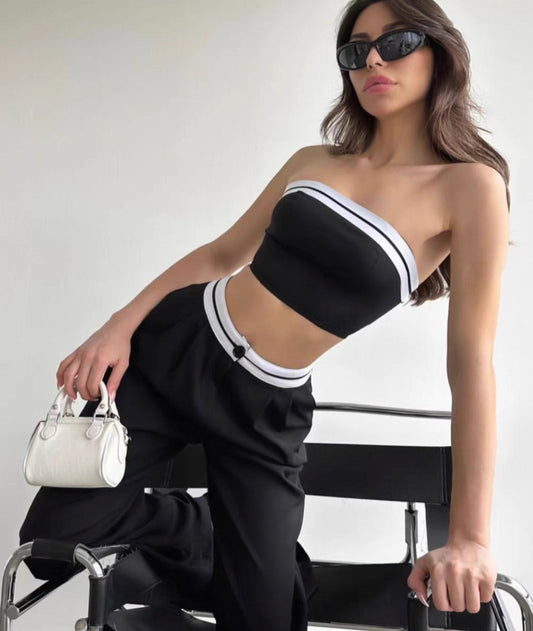 Ligne Blanche - Zweiteiler aus Bandeau-Top und High-Waist-Hose