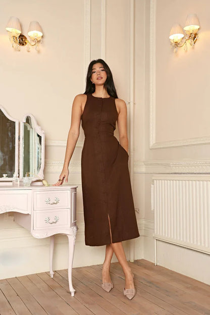 Hofmädchen-Leinenkleid
