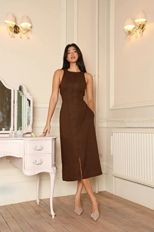 Hofmädchen-Leinenkleid