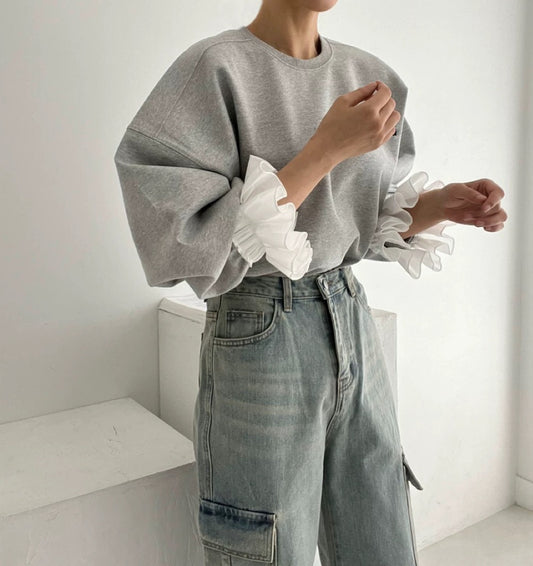 Rouje - Sweatshirt mit Rüschenärmeln