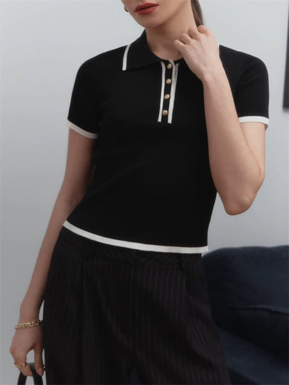 Pull Court- Kurze Strickbluse mit Rollkragen