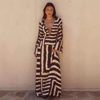 Robe Élégance Sauvage - Maxikleid mit Boho-Muster