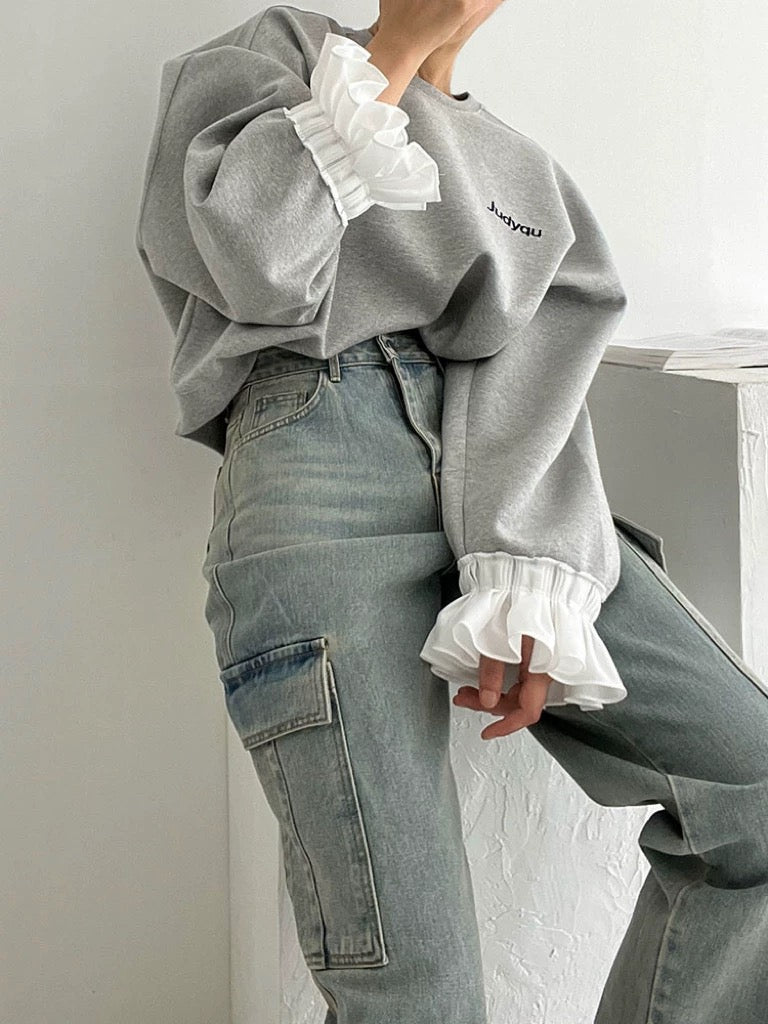 Rouje - Sweatshirt mit Rüschenärmeln