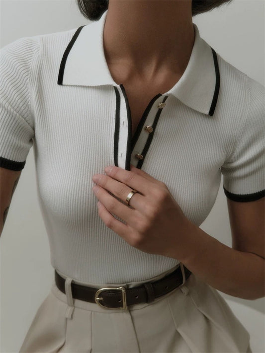 Pull Court- Kurze Strickbluse mit Rollkragen