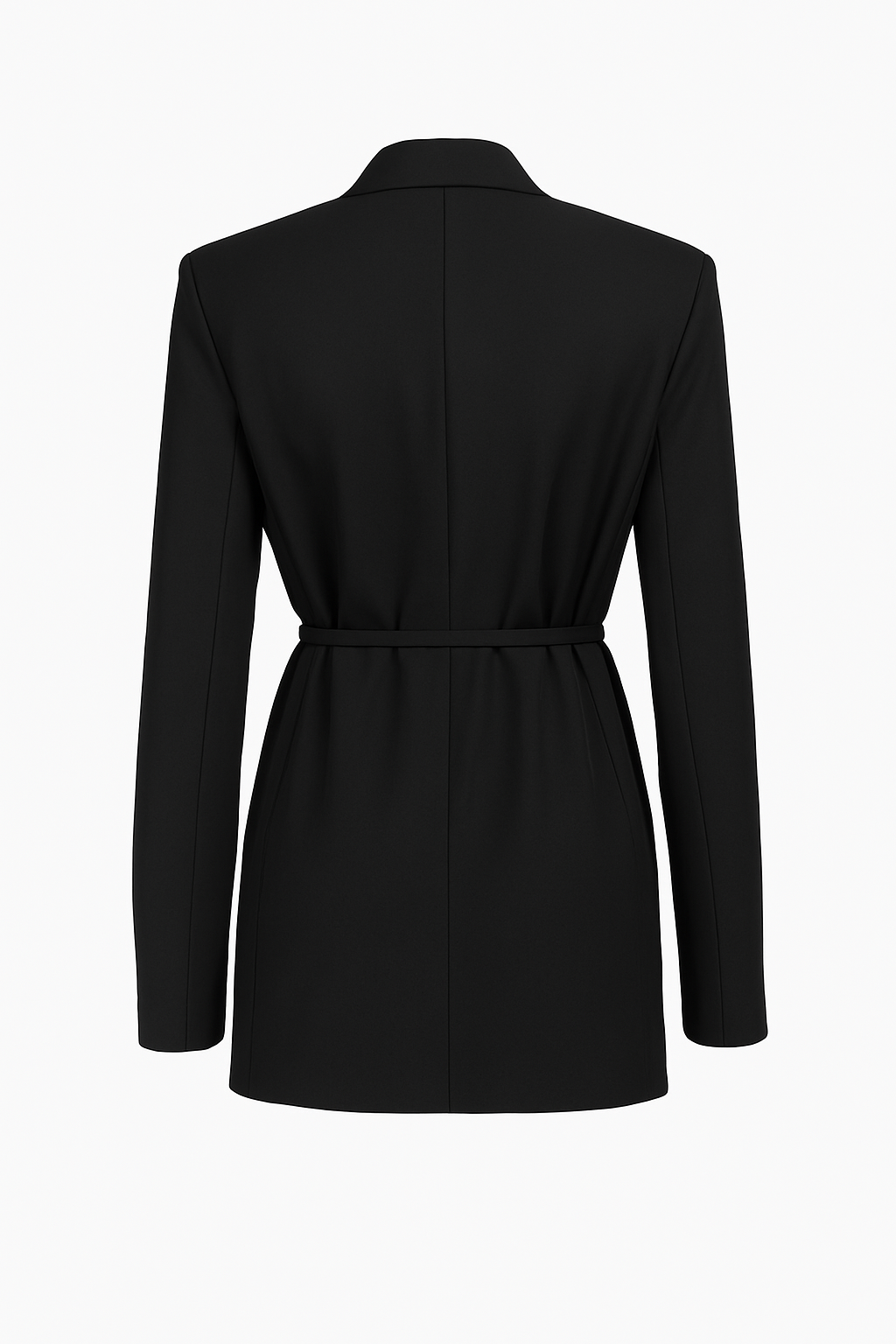 Flower Blazer Damen – Schwarz mit Bindegürtel & Blumen-Detail