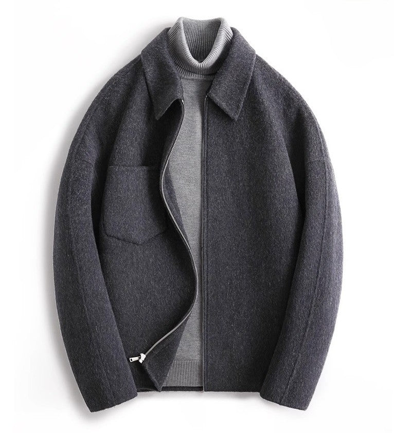 Le Manteau Dualité - Wollmantel aus Schafwolle mit Revers und Reißverschluss