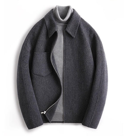 Le Manteau Dualité - Wollmantel aus Schafwolle mit Revers und Reißverschluss
