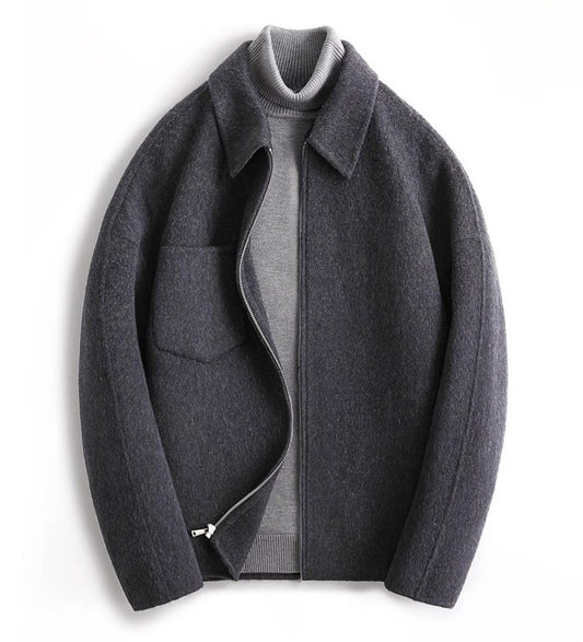 Le Manteau Dualité - Wollmantel aus Schafwolle mit Revers und Reißverschluss