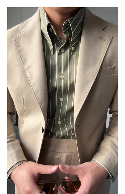 "Chemise Rayée Classique" italienisches Retro-Hemd Langarm-Streifenhemd