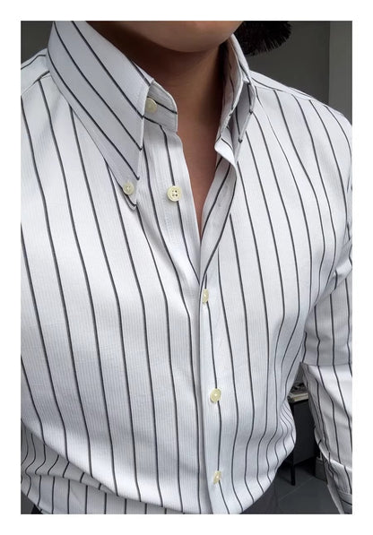 "Chemise Rayée Classique" italienisches Retro-Hemd Langarm-Streifenhemd