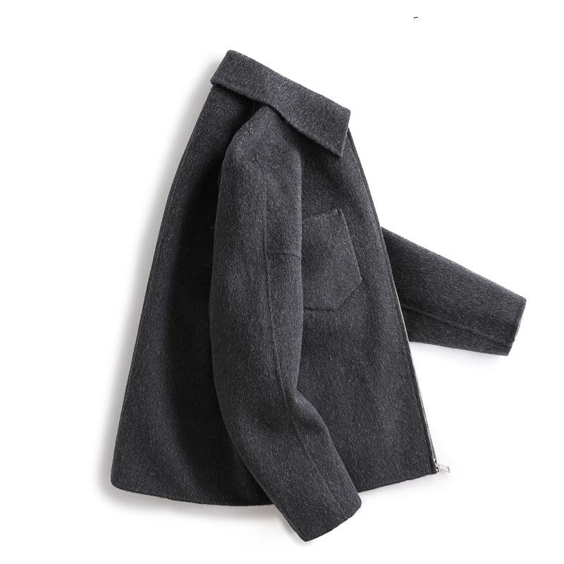 Le Manteau Dualité - Wollmantel aus Schafwolle mit Revers und Reißverschluss