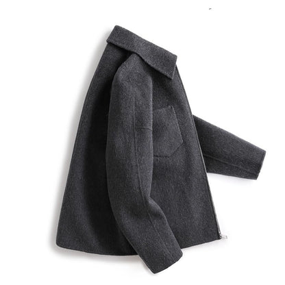 Le Manteau Dualité - Wollmantel aus Schafwolle mit Revers und Reißverschluss