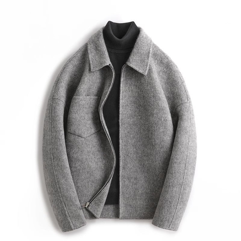 Le Manteau Dualité - Wollmantel aus Schafwolle mit Revers und Reißverschluss