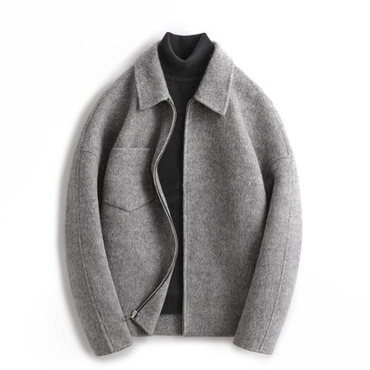 Le Manteau Dualité - Wollmantel aus Schafwolle mit Revers und Reißverschluss