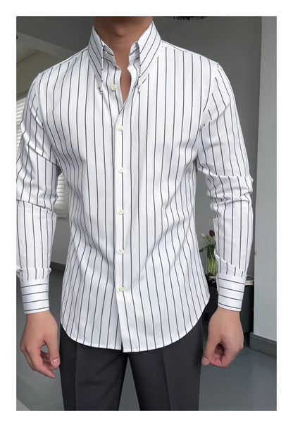 "Chemise Rayée Classique" italienisches Retro-Hemd Langarm-Streifenhemd
