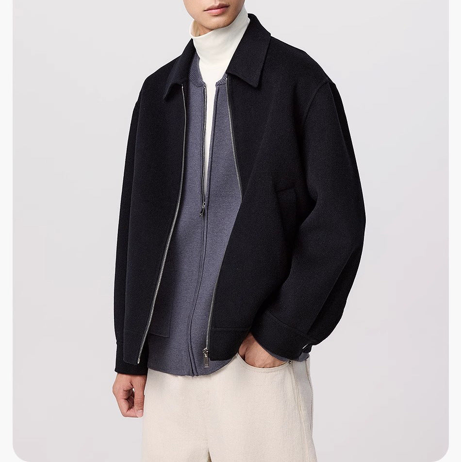 Élégance double-Face Herren-Wolljacke mit kurzem Revers
